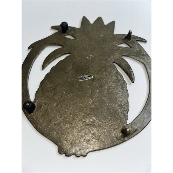 Brass Vintage Pineapple Trivet Kitchen Dining Retro Tropical Hot Pan - Picture 4 of 6